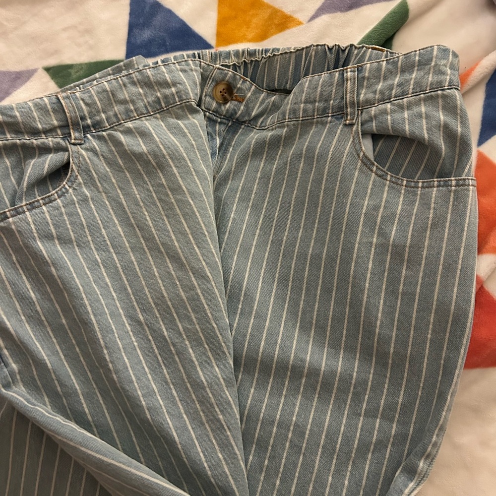 1X Striped Wide-Leg Pants with Cuff - Picture 2 of 6